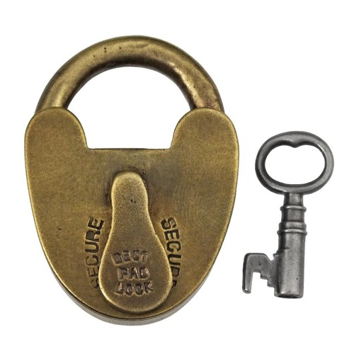 Antique brass padlock with - antique,