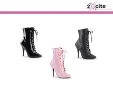 Pleaser High Heel Stiletto 5" Ankle Boots Lace Up Pointed Seduce 1020