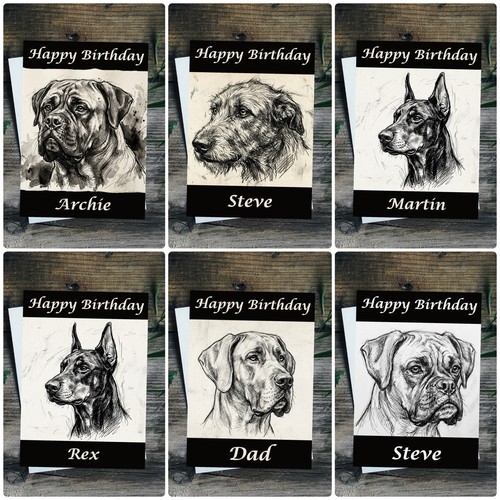 Dog birthday card personalise - birthday,