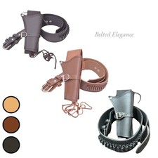 Cowboy Western Revolver Single Gun Holster Belt Black, Brown&Tan Genuine Leather