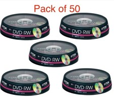 50x TDK Blank DVD-RW Disc 4x 120min 4.7GB Video/Data Re-Writable