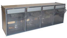 Viewbin 4 Tilt Bin Van Storage with Locking Bar Included. Grey with clear bins