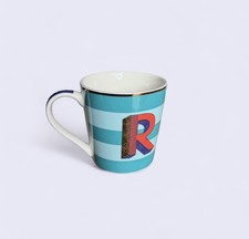 Blue Striped Mug With Letter R