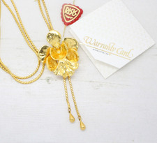Vintage Signed Risis Vanda Miss Joaquim Gold Orchid Slider Necklace Jewellery