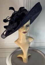 John Lewis Navy Feather Hat