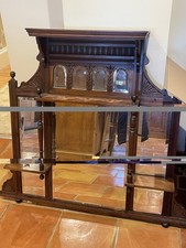 Antquite Carved Wood Over Mantle Mirror Vintage Style