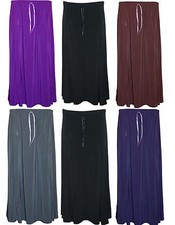 Womens Ladies Plus Size Plain Stretch Flared Maxi Elasticated Skirt 14 TO 28