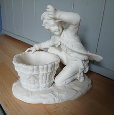 Antique Minton 19th Century Blanc De Chine  Figure of boy with Baskets c.1840s