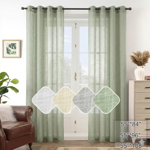 Linen look sheer eyelet - linen,