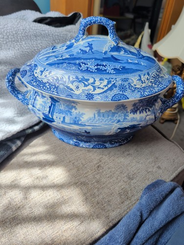 Large italian blue spode - large, soup