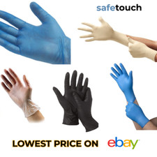 Disposable Latex, Black Nitrile or Blue Vinyl Gloves Powder Free - 100 Boxed