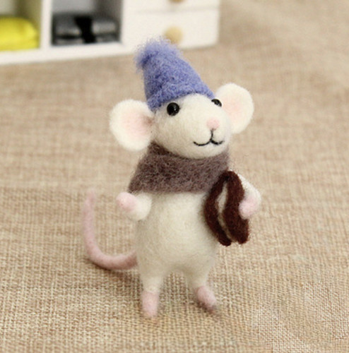 Needle felting kit cute - felting, mouse