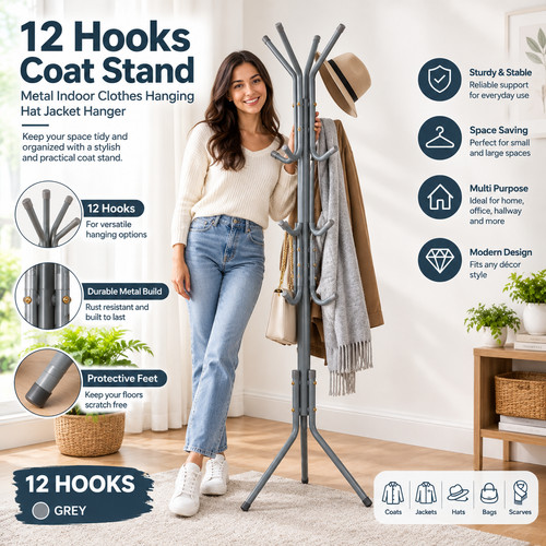 Hooks coat stand - 12, garment