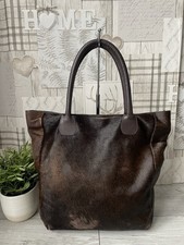 Large BILLY BAG Brown leather Fur tote Bag handbag