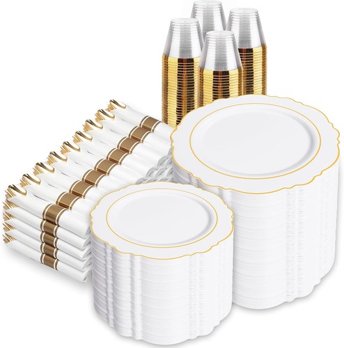 Gold plastic plates baroque - -,