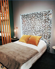 Unique Hexagon Mosaic: Blue, Black, White, Pink Tiles Sheet Walls Splashback