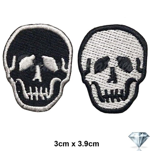 Pair small skull embroidery - pair,
