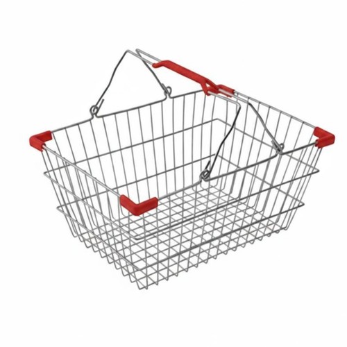 Wire mesh shopping basket red - wire,