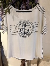 Promod Striped Nautical Blouse Top Short Sleeves Women’s Size Large