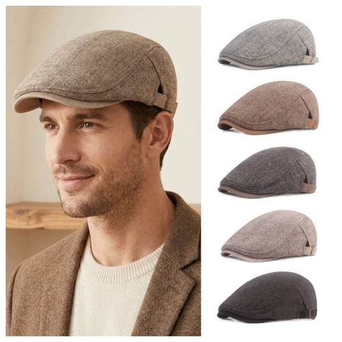Men flat cap washed newsboy - washed,