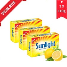 SUNLIGHT Laundry Bar Soap With Fresh Lemon Fragrance 110g x 3 Budget Pack Deal!