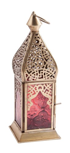 Red lantern metal glass - lantern,