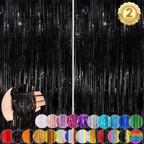 Black fringe curtain party - black,