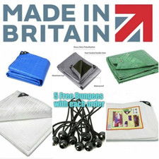 Small / Large TARPAULIN Waterproof TARP CAMPING, LOG STORE, +5 Bungees UK MADE