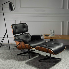 Pro Tall Classic Eames Lounge Chair & Ottoman Genuine Leather Armchair Rosewood