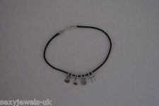 Sexy Leather Anklet Ankle Chain Jewellery 'SLUT' Fetish Jewelery Swinger Cuckold