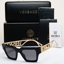 Versace Sunglasses Polarized Black Gold Square Grey MOD VE 4431 GB1/81 50mm