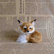 Realistic Stuffed Animal Soft Plush Kids Toy Sitting Fox Mini Home Decor 9*7*8cm