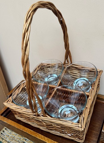 Vintage wicker carrier basket - carrier,