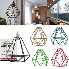 Vintage Cage Metal Pendant Light Shade Wire Diamond Ceiling Industrial lampshade