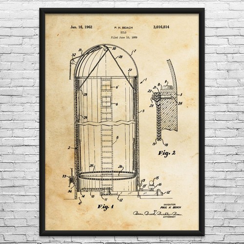 Grain silo patent wall art - patent,