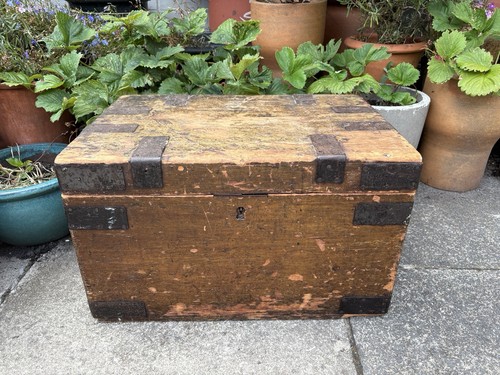 Antique wooden shipping - wooden, trunk