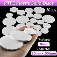 Sealed Cushioning Dia 20-100mm THICK 8mm PTFE Plastic Solid Discs Flat Round Pad