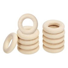 25mm/0.98" Unfinished Wooden Rings, 30Pcs Natural Solid Circle Unfinished Rings