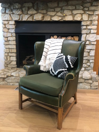 Green vintage leather wingback - green,