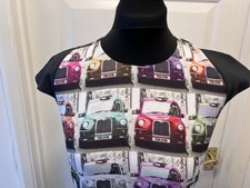 NEW £139 TED BAKER Limited Edition “Nula” London Taxi Cab Print Dress TB1 UK 8