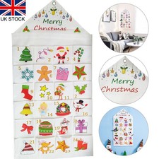24 Pockets Fill-Your-Own Fabric Advent Calendar For Xmas Up Hanging Pocket Decor