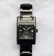 J By Jasper Conrad Men Tank Watch Black Quartz w/ Date CHUNKY - New Battery