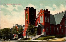 Shelby Ohio OH ME Methodist Episcopal Church Entrance 1900s Postcard
