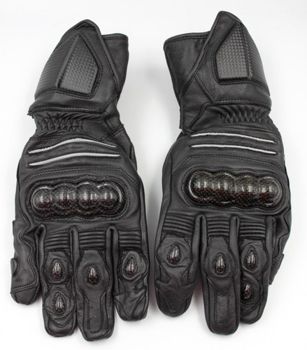 Crane black leather gloves - black, gloves-