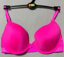 M&S B By BOUTIQUE UNDERWIRED PADDED PLUNGE BRA In BRIGHT NEON PINK Size 32D