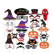  26pcs Halloween Party Photo Booth Props Happy Halloween Photo Props Kit for