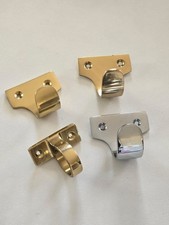 2 Pack Brass/Chrome Sash Window Lift Handles | Finger Pull/Push Slide Catch Pair