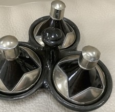 Moroccan Theme Mini Lidded Tagine Triple Spice Holder/Herbal Pot. Black. 