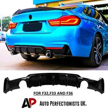 BMW 4 Series F32 F33 F36 M Sport Gloss Black Rear Diffuser Valance Dual Exit