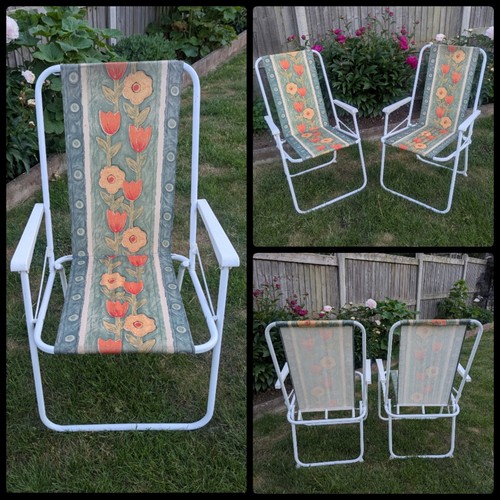 Vintage pair deck chairs - pair,